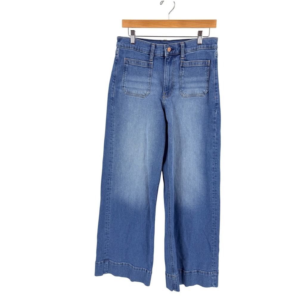 Gap High Rise Stride‎ Jeans Blue 28/6R Wide Leg Patch Pocket Denim Retro Boho